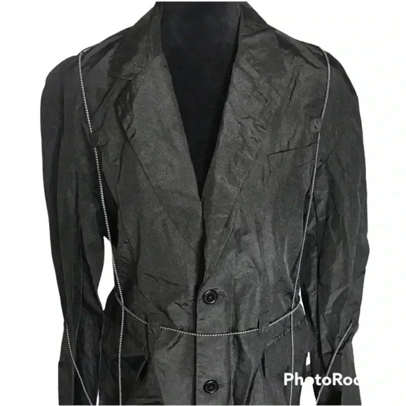 ASOS Collusion Women's Button Down Nylon Jacket in Black Drawstrings Sz 4 - Picture 2 of 6